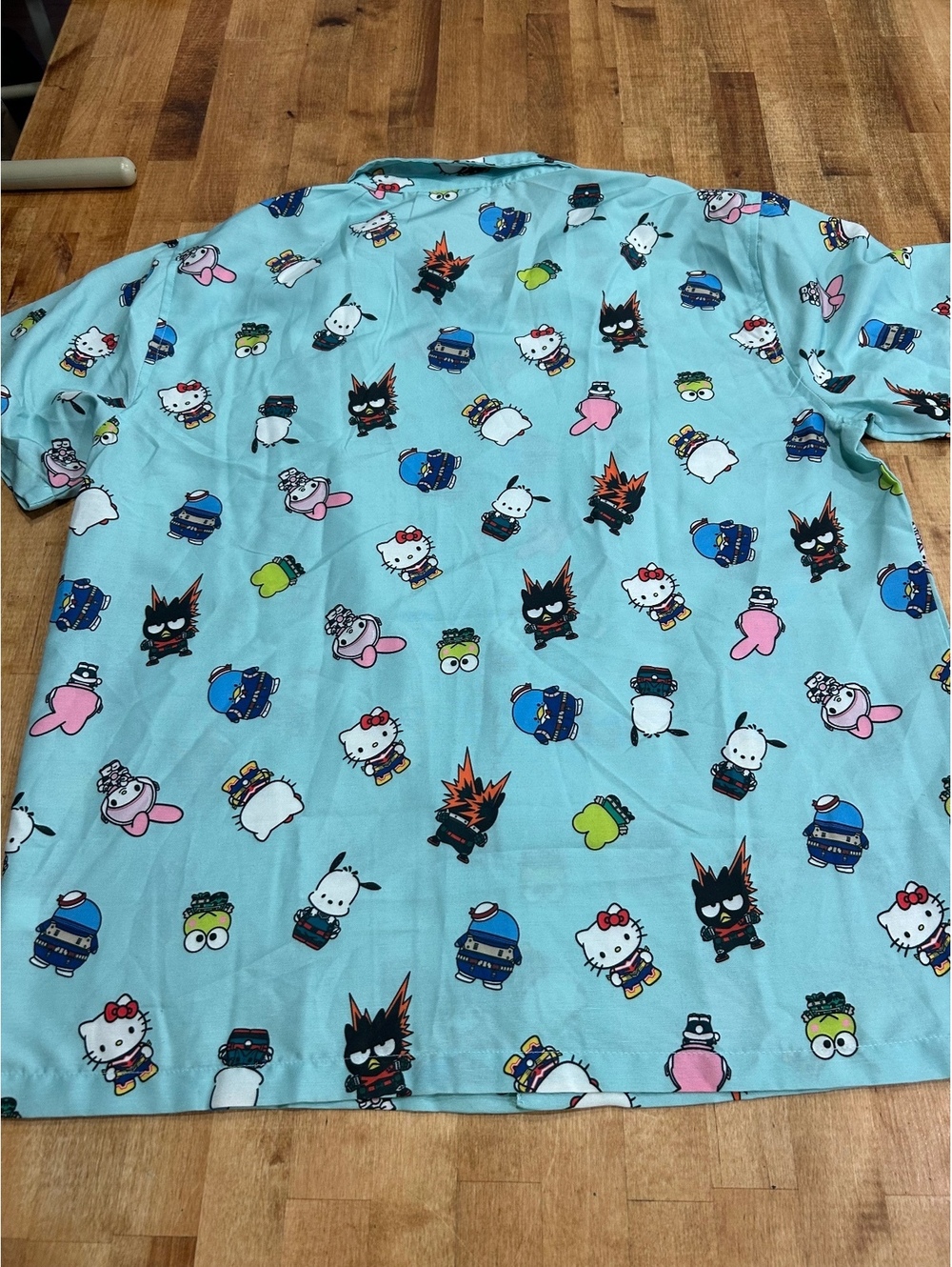My Hero Academia x Hello Kitty & Friends Blue Button-Up Shirt XL Polyester - Picture 6 of 7